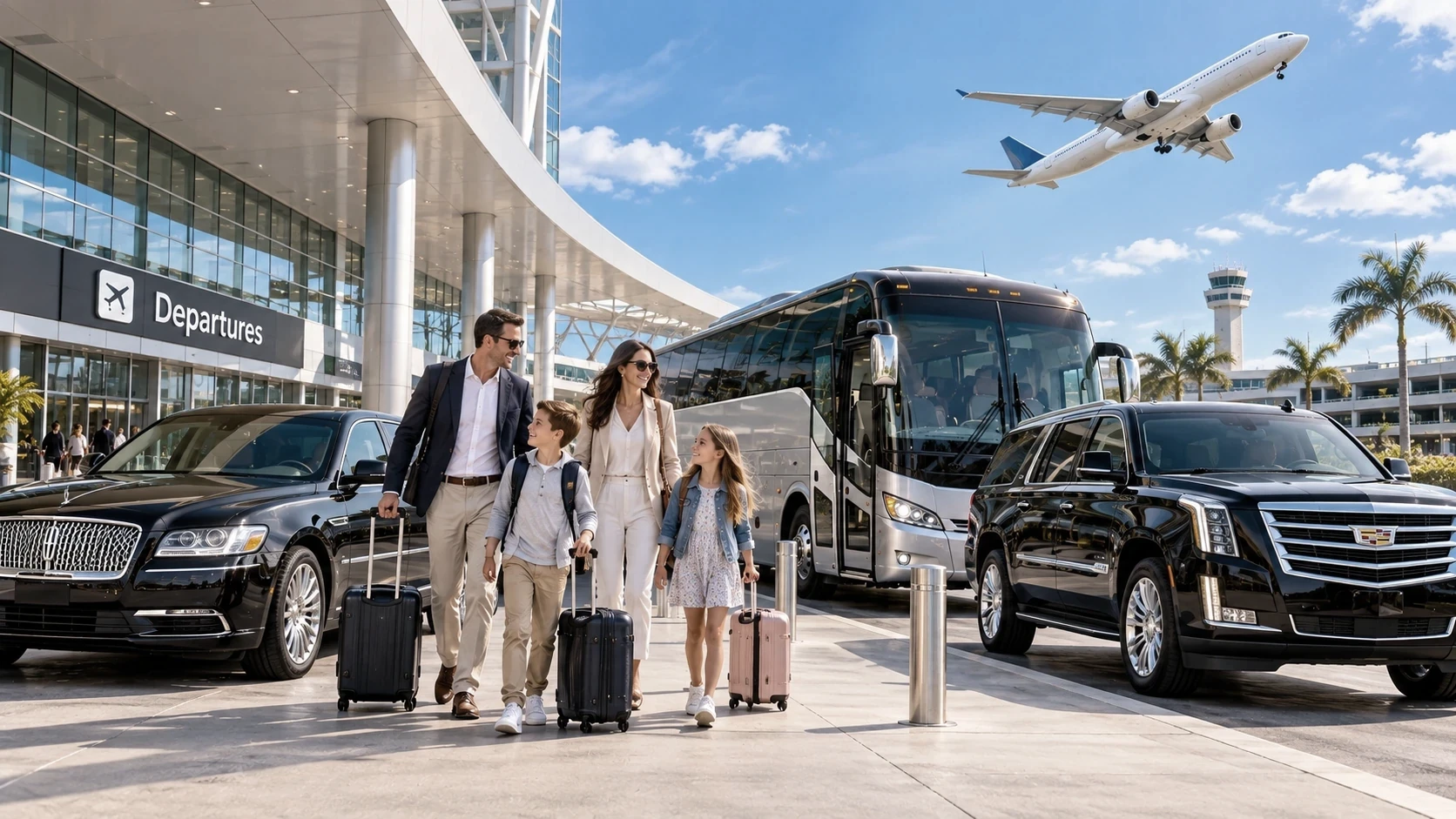 Group charter transportation at a Louisville area airport
